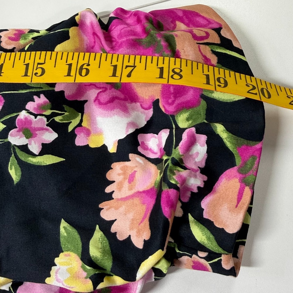 Avenue Floral Blazer Women Plus 26 Black Pink Yellow Cotton Stretch Ruched Sleev - Picture 10 of 11